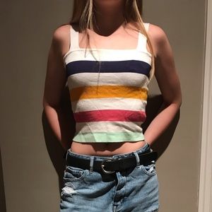 Rainbow striped cropped tank top Forever 21